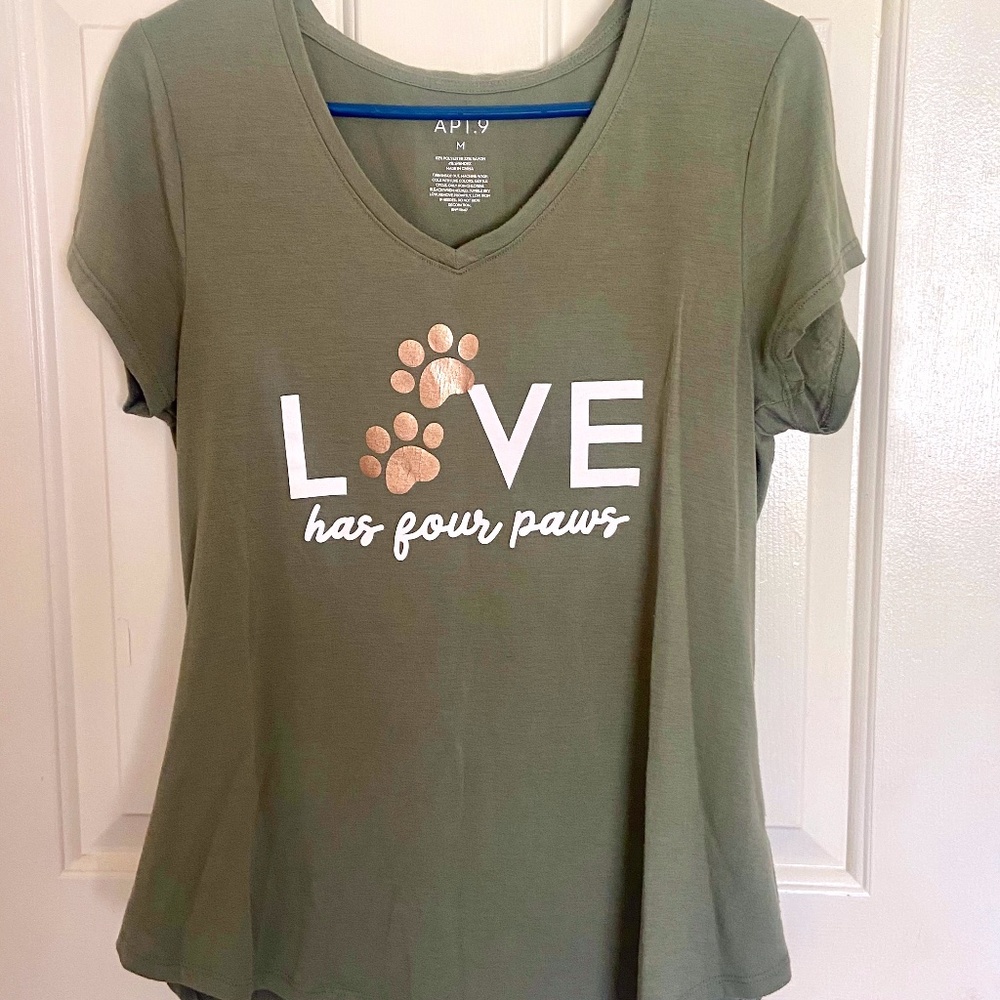Love Has Four Paws: Cotton Olive Green. Animal Lover. Ultra Comfortable, Light